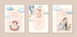 Baby Shower invitation templates with watercolor cute design elements.