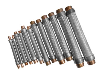 Poster - Industrial flexible pipes for water or gas isolated on white or transparent background