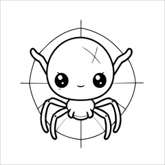 Wall Mural - Spider Spinning a Delicate Web Vector Coloring page for Kids