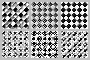 Poster - Seamless  square pattern background set - repeating vector graphic design from diagonal squares