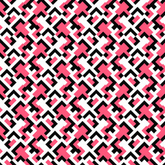 Poster - Abstract seamless random geometrical threetone pattern background - repeating vector graphic design