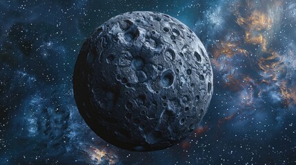 Wall Mural - a lifelike planet floats gracefully in the vastness of space its round surface adorned with intricat