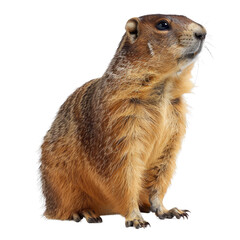 Canvas Print - A ground squirrel standing in front of a plain white backdrop, a Beaver Isolated on a whitePNG Background