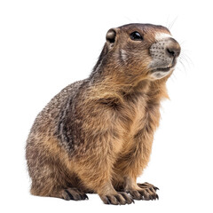 Poster - A ground squirrel sits in front of a Png background, a Beaver Isolated on a whitePNG Background