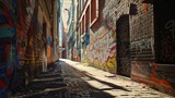 Fototapeta  -  Graffiti on a series of downtown alleys, creating a walk-through exhibit â€“ Alley exhibition.