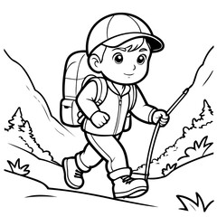 Cute vector illustration Boy for kids colouring worksheet