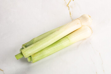 Raw natural ripe organic leek onion