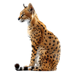 Sticker - A cheetah is seated in front of a plain white backdrop, a Beaver Isolated on a whitePNG Background