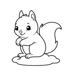 Wall Mural - Cute vector illustration Squirrel drawing for toddlers coloring activity