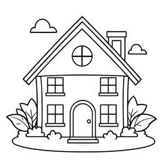 Wall Mural - Simple vector illustration of House outline for colouring page