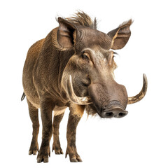 Wall Mural - Warthog in upright stance against plain white backdrop, a White Polar Bear Isolated on a whitePNG Background