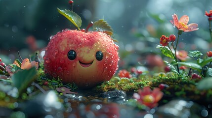 Wall Mural - A cute adorable apple sleeping