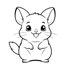 Wall Mural - Simple vector illustration of Chinchilla for kids coloring page