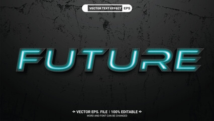 Wall Mural - Neon sci-fi techno style future editable 3d vector text effect