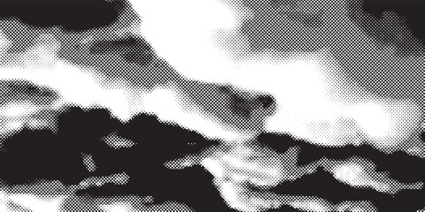 Poster - Abstract halftone wave dotted background. Futuristic twisted grunge pattern, dot, circles.