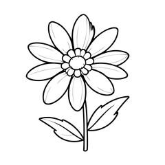 Wall Mural - Vector illustration of a cute Daisy drawing for toddlers coloring activity