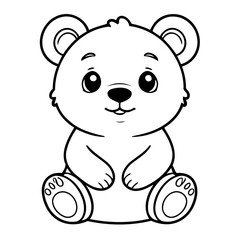 vector illustration of a cute bear drawing for kids page