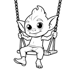 Cute vector illustration Goblin drawing colouring activity