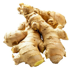 Canvas Print - A collection of ginger roots stacked together on a clean white surface, ginger root isolated on transparent background