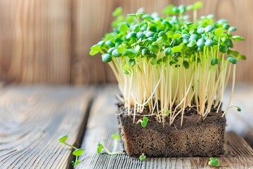Wall Mural - Close up of vibrant microgreen sprouts illustrating the concept of nutritious and wholesome food