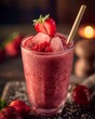 Refreshing Strawberry Smoothie with Ice