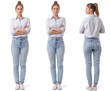 © NoOneSaid - Set of business Woman with natural face beauty, 25 years old, three side views, cut out