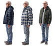 © NoOneSaid - Set of elderly man with natural facial beauty, aged 60, three side views on a transparent background, cut out