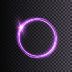 Aufkleber - Blank vector glowing purple circle with neon purple lines. Illuminated podium for advertising, awards, award ceremonies, presentations. Glowing round bright frame.