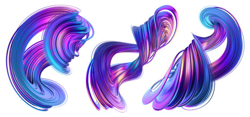 Poster - Set of abstract colorful shapes, 3d render