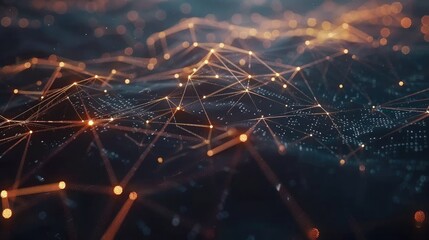 Poster - abstract network of interconnected lines and nodes, representing global communication and connectivi