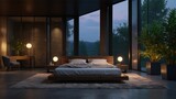 Fototapeta Kosmos - Romantic bedroom in a minimalist edition