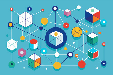 Poster - Geometric shapes forming a minimalist representation of a corporate network