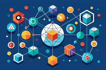 Poster - Geometric shapes forming a minimalist representation of a corporate network