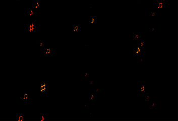 Poster - dark orange vector backdrop with music notes.
