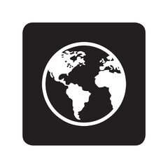 Poster - Globe icon vector. Earth logo design. Planet vector icon illustration in square isolated on white background