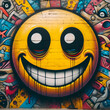 © Cristian - Emoji Feliz estilo grafite, pintura de parede, arte de rua,