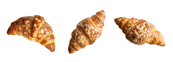 Delicious Almond Croissant Isolated on a Transparent Background