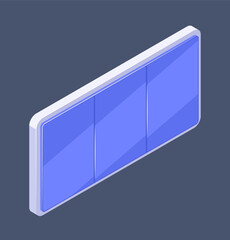 Poster - Isometric view of a modern smartphone, vector illustration on a dark background, concept of technology.