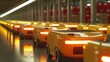 © somneuk - An army of robots efficiently sorting hundreds of parcels per hour(Automated guided vehicle) AGV.3d rendering