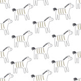 Fototapeta  - Seamless pattern with cartoon zebras. colorful vector for kids.Animals. hand drawing, flat style. baby design for fabric, print, textile, wrapper