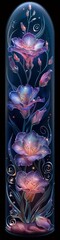 Wall Mural - A beautiful l and fantastical illustration of purple Lisianthus, or Prairie gentian, flower with magic and smoke. 