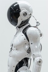 Poster - A close up of a robot with its head turned to the side, AI