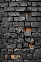 Canvas Print - A close up of a brick wall with cracks in it, AI