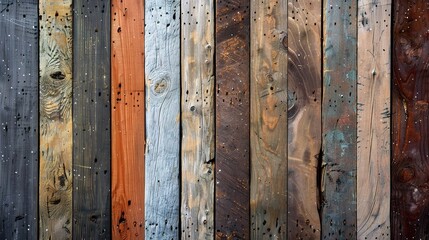 Wall Mural - Brown plank texture with a rough, natural surface  showing the wear of time