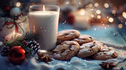Poster - A festive digital creation brings together the classic imagery of milk and cookies with a sprinkle of holiday magic blending World Milk Day and Christmas themes