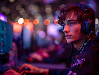 Wall Mural - Pro gamer in action at major esports event