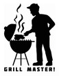 Grill Master Cooking Outdoors: Silhouette of a Man by a Barbecue.