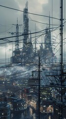 Aufkleber - futuristic cityscape powered by interconnected renewable energy grids
