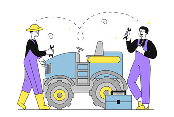 Tractor repair vector simple