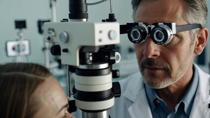 Wall Mural - an ophthalmologist checks the equipment